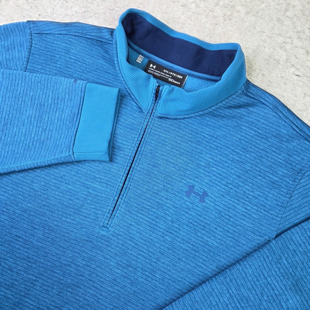 Under Armour Storm 1/4 Zip Pullover Fleece Mens 3XL Blue Ribbed ColdGear